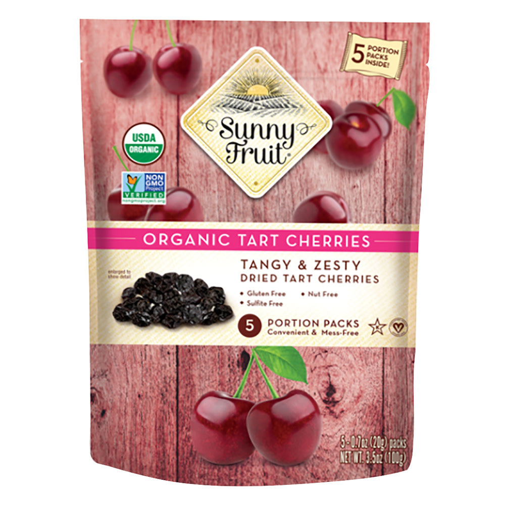 Wholesale Sunny Fruit Organic Dried Tart Cherries 5 Ct 3.5 Oz Bag- Bulk