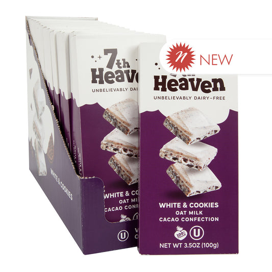 Wholesale 7Th Heaven White & Cookies Oat Milk Cacao Confection Bar 3.5 Oz- Bulk