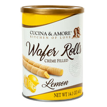 Wholesale Cucina & Amore Lemon Rolled Wafers 14.1 Oz Canister- Bulk