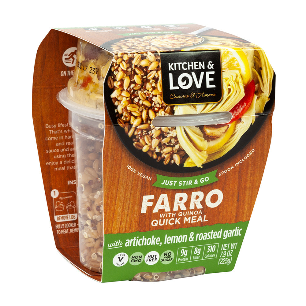 Wholesale Kitchen & Love Ready To Eat Farro Artichoke Lemon Garlic 7.9 Oz- Bulk