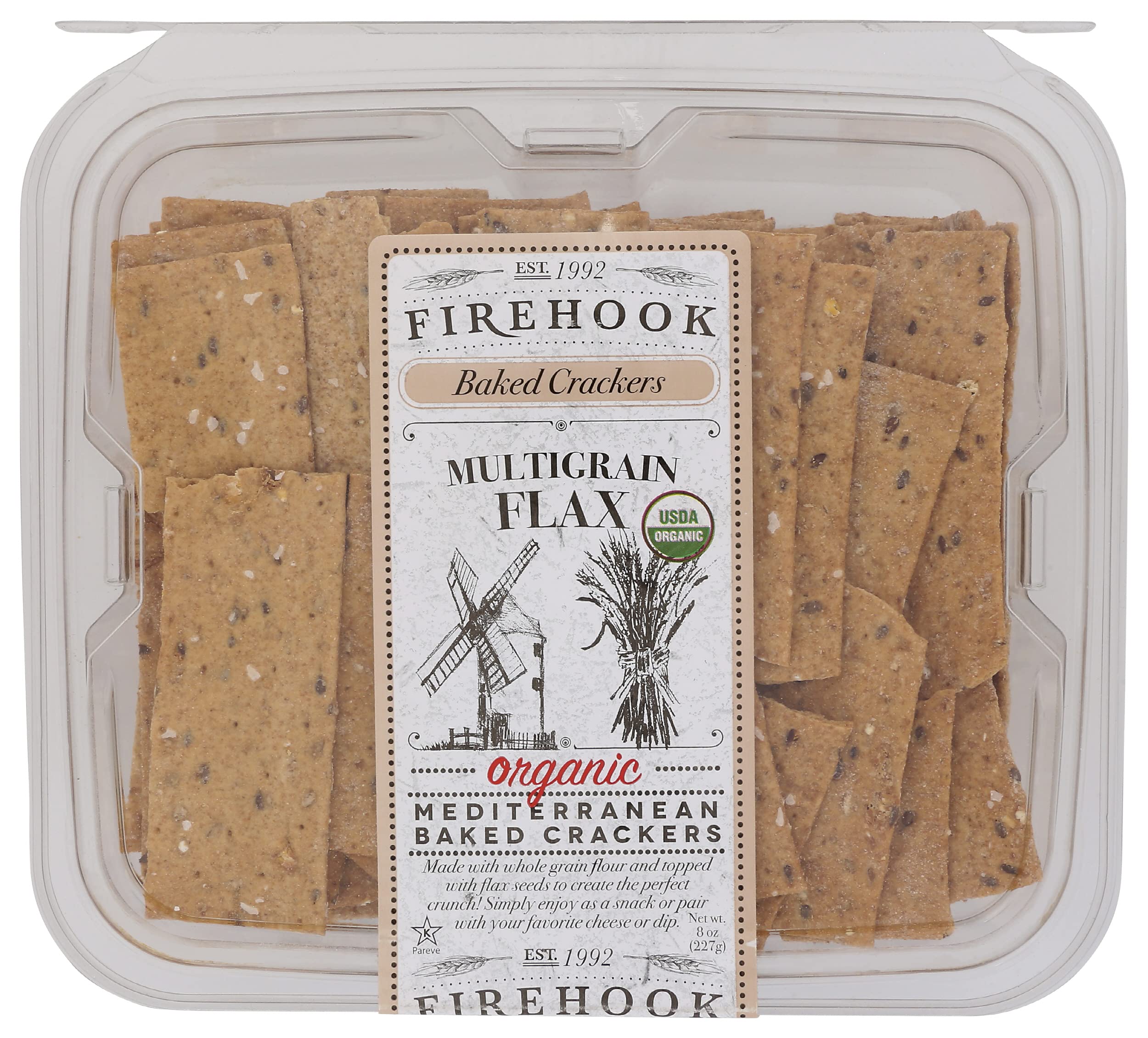 Firehook Baked Crackers Multigrain Flax Crackers 8oz 12ct