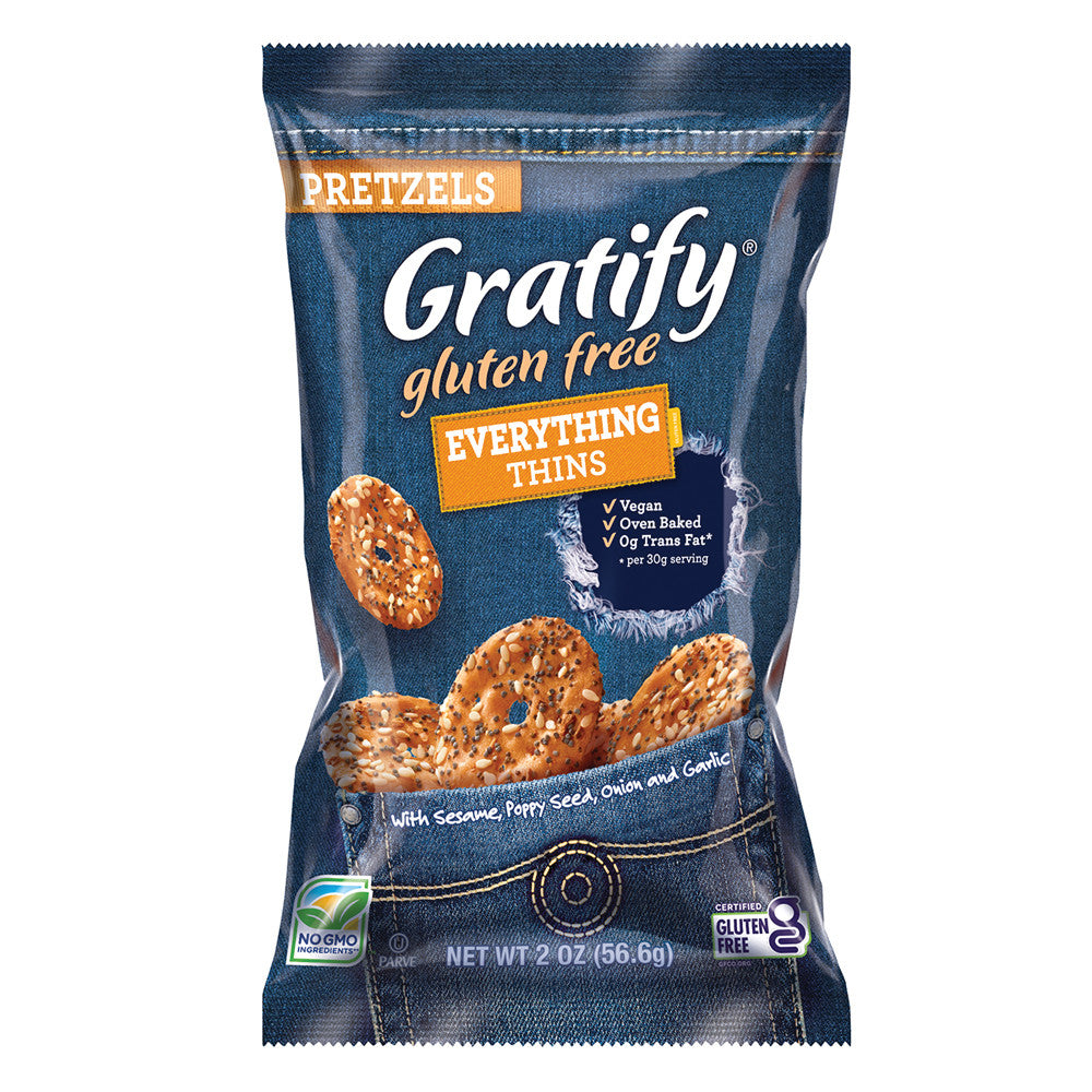 Wholesale Gratify Gluten Free Everything Pretzel Thins 10.5 Oz Bag- Bulk