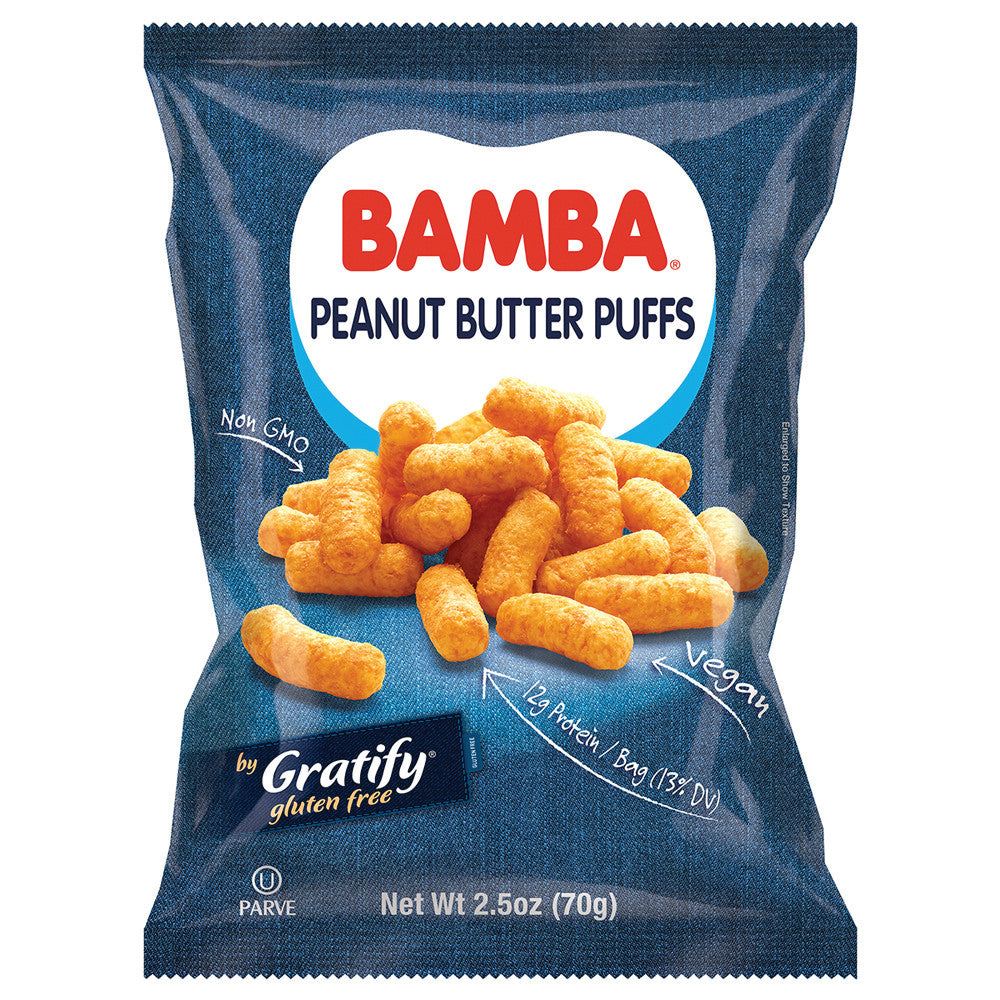 Wholesale Gratify Bamba Peanut Puffs 2.5 Oz Bag-12ct Case Bulk