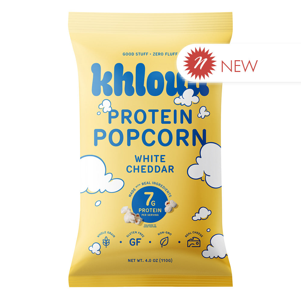 Wholesale Khloud White Cheddar Protein Popcorn 4 Oz Bag- Bulk