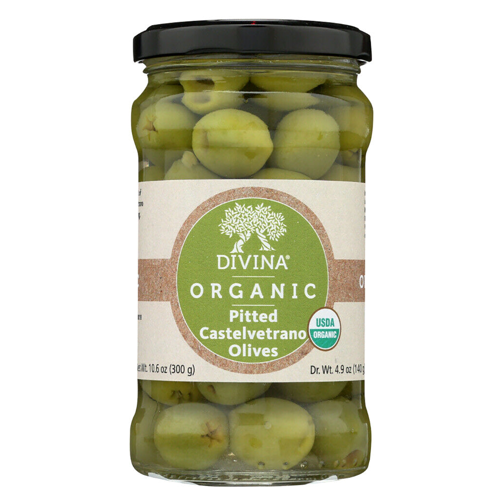Divina Organic Castelvetrano Pitted Olives 10.6 Oz Jar