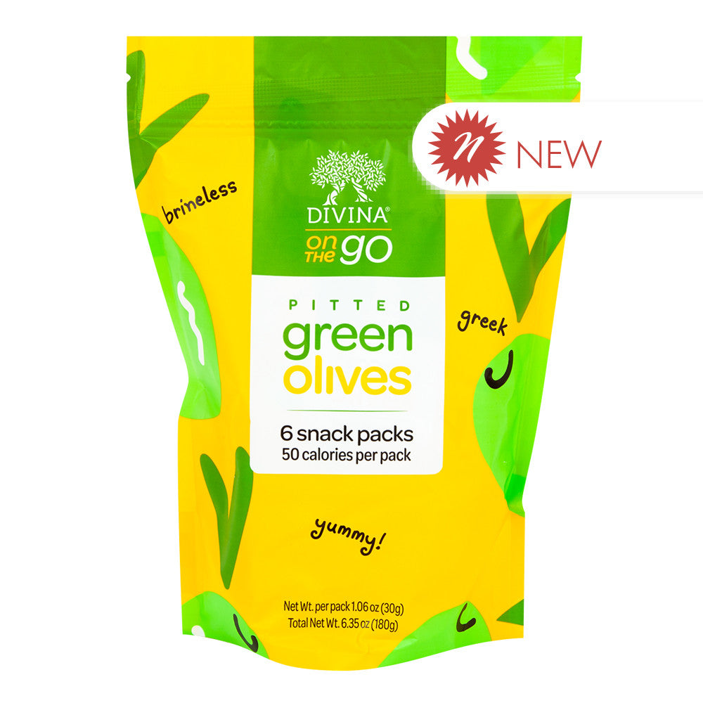 Wholesale Divina - On The Go - Green Pitted Olives - 6.35Oz- Bulk