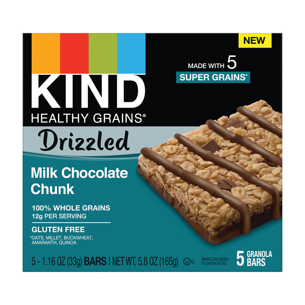 Wholesale Kind Healthy Grains Drizzled Milk Chocolate Chunk 5.8 Oz Box-8ct Case Bulk