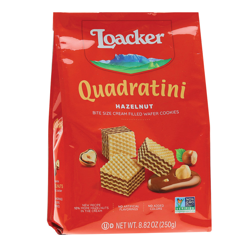 Wholesale Loacker Hazelnut Quadratini 8.82 Oz Bag-6ct Case Bulk