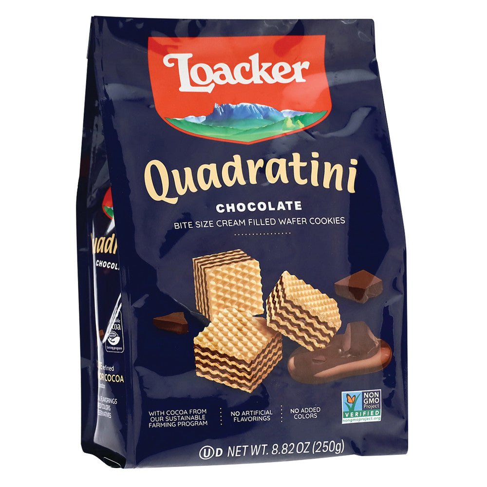 Wholesale Loacker Quadratini Chocolate 8.82 Oz Bag-6ct Case Bulk