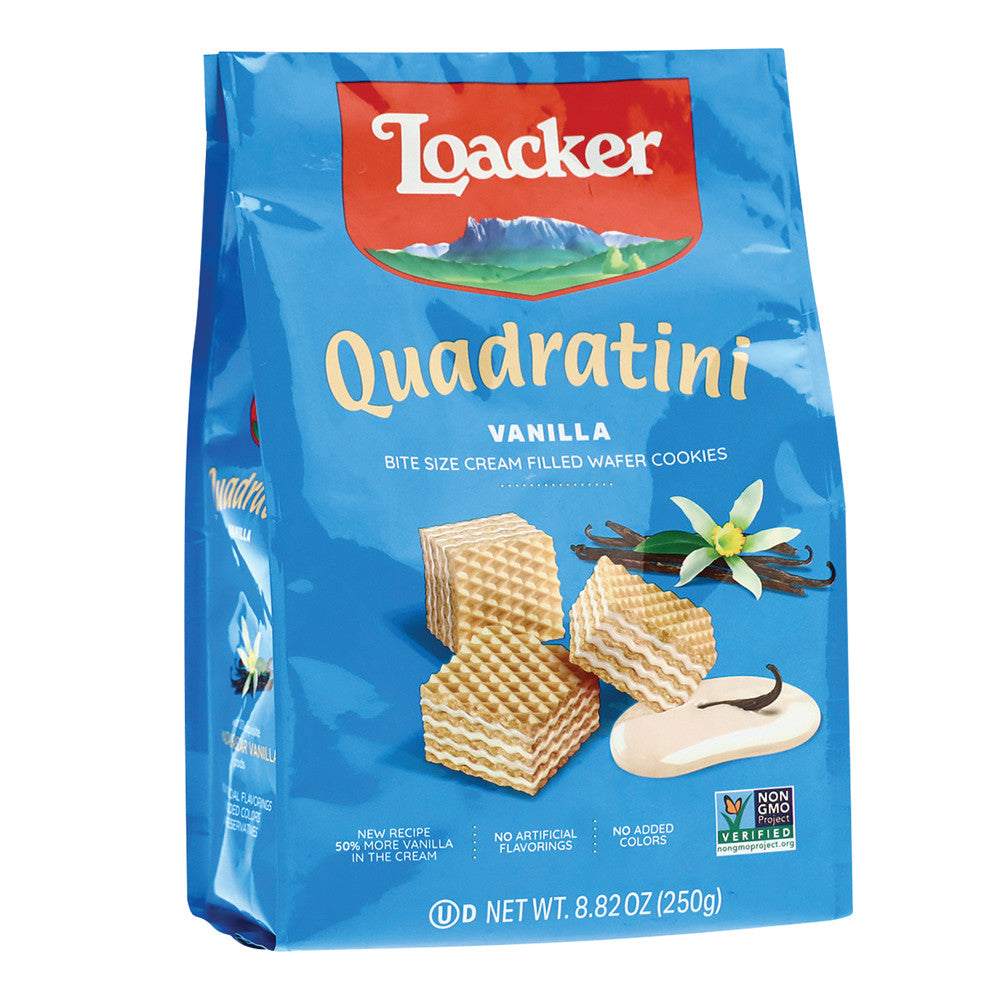 Wholesale Loacker Quadratini Vanilla 8.82 Oz Bag-6ct Case Bulk