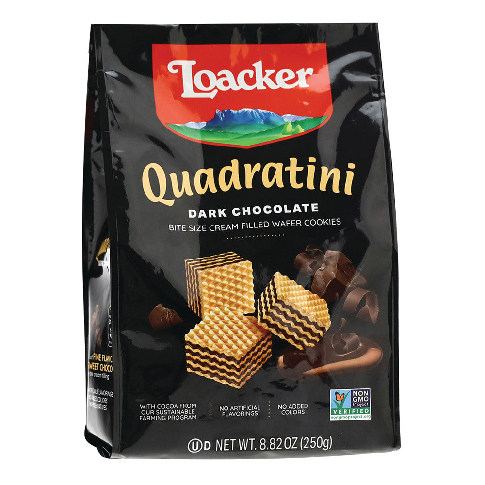 Wholesale Loacker Quadratini Dark Chocolate 8.82 Oz Bag- Bulk