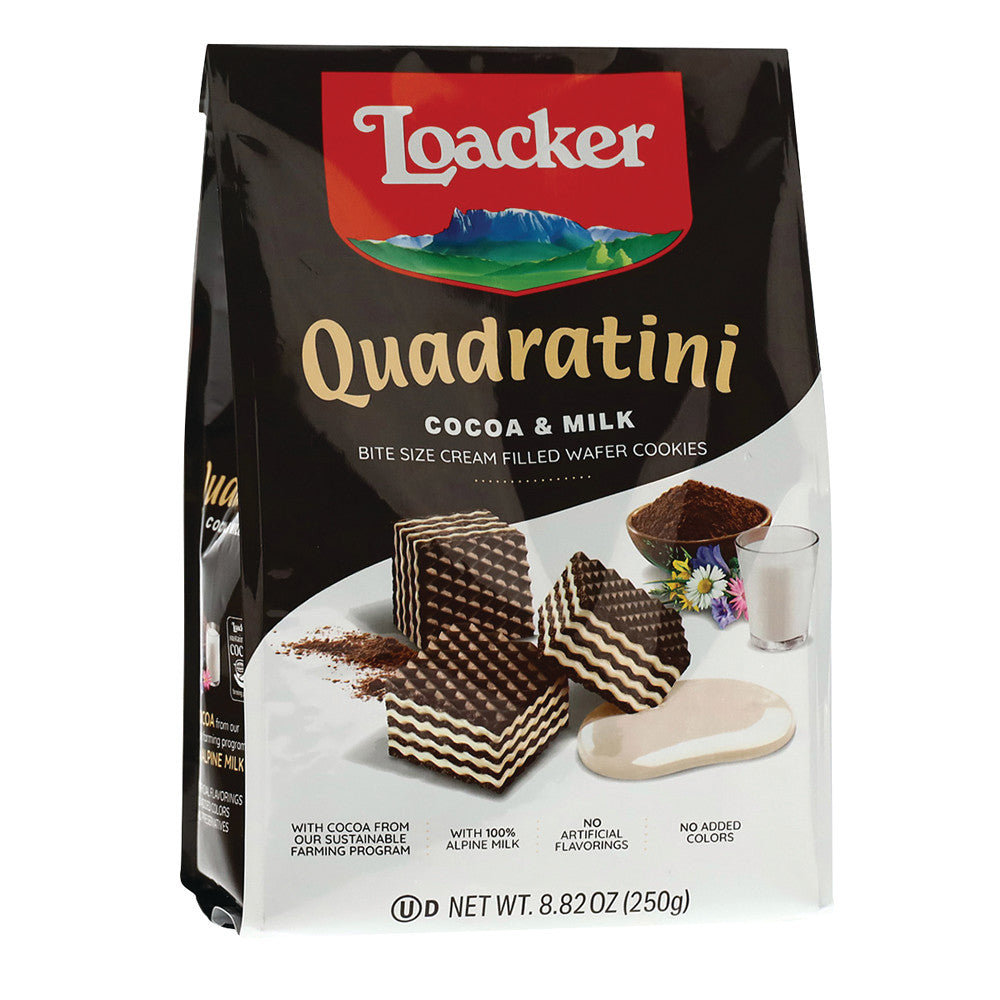 Wholesale Loacker Quadratini Cocoa & Milk 8.82 Oz Bag-6ct Case Bulk