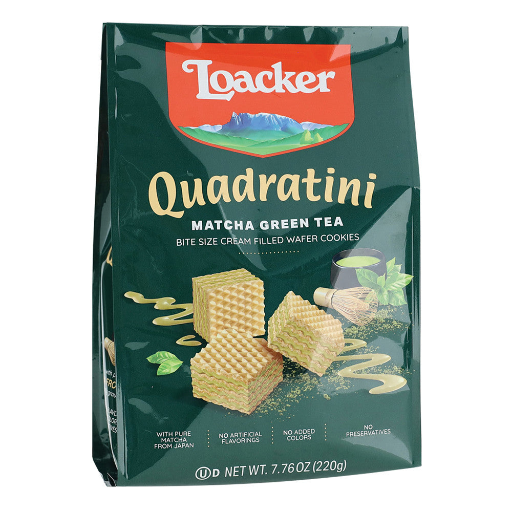 Wholesale Loacker Quadratini Matcha Green Tea 7.76 Oz Bag-6ct Case Bulk