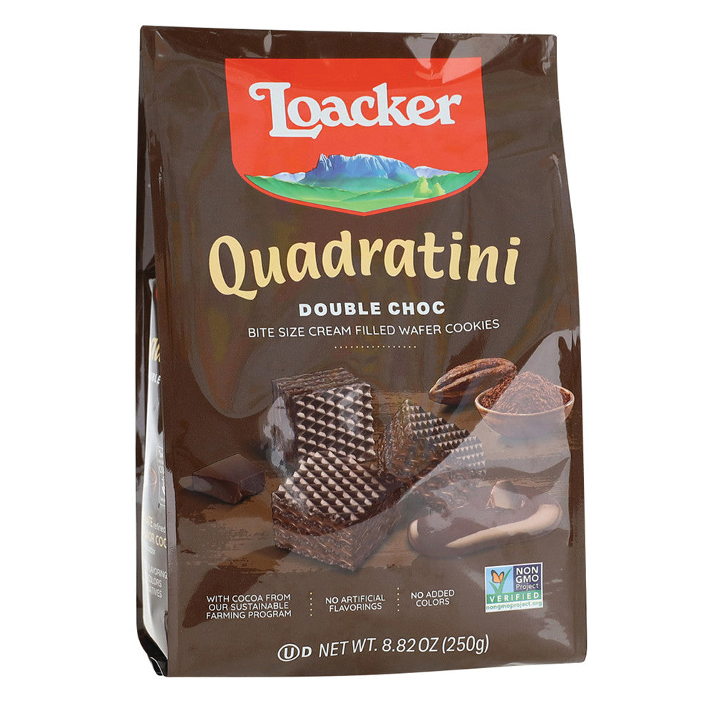 Wholesale Loacker Double Chocolate Quadratini Bag 8.82 Oz Pouch-6ct Case Bulk