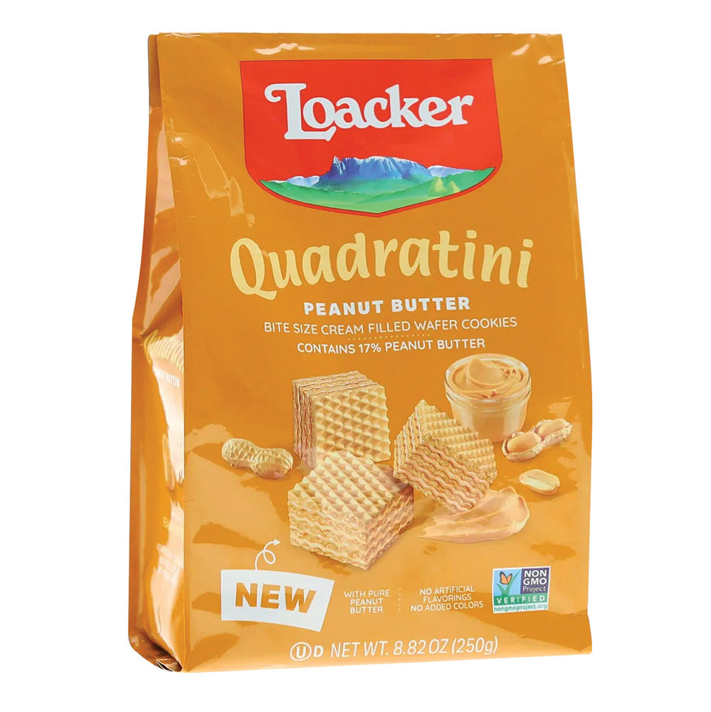 Wholesale Loacker Peanut Butter Quadratini Bag 8.82 Oz Pouch- Bulk