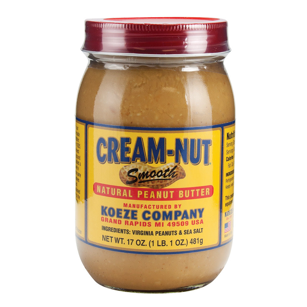 Wholesale Koeze Company Cream-Nut Smooth Natural Peanut Butter 17 Oz Jar-6ct Case Bulk