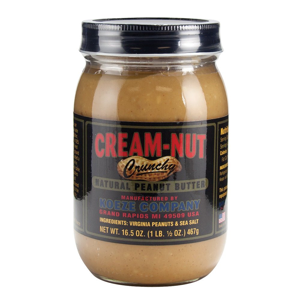 Wholesale Koeze Cream-Nut Jar 100% Natural Crunchy Peanut Butter 16.5 Oz Jar-6ct Case Bulk