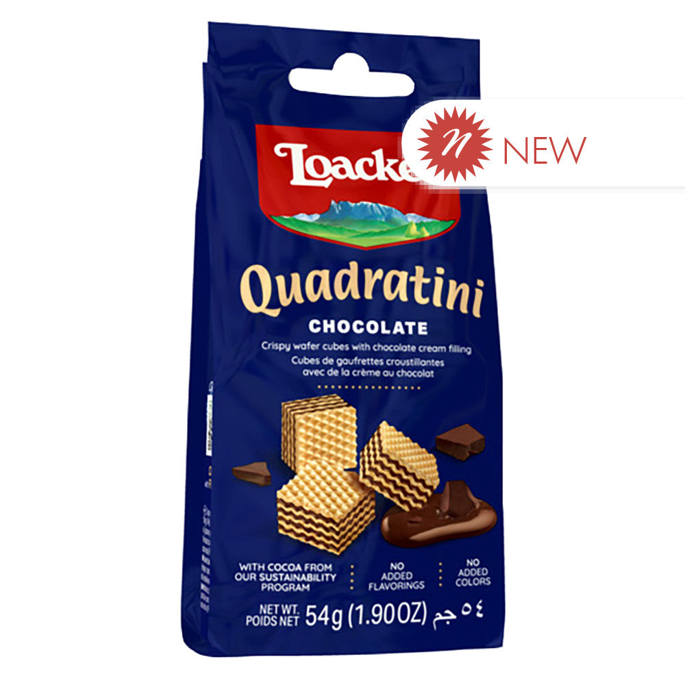 Wholesale Loacker Chocolate Quadratini 1.9 Oz Peg Bag- Bulk