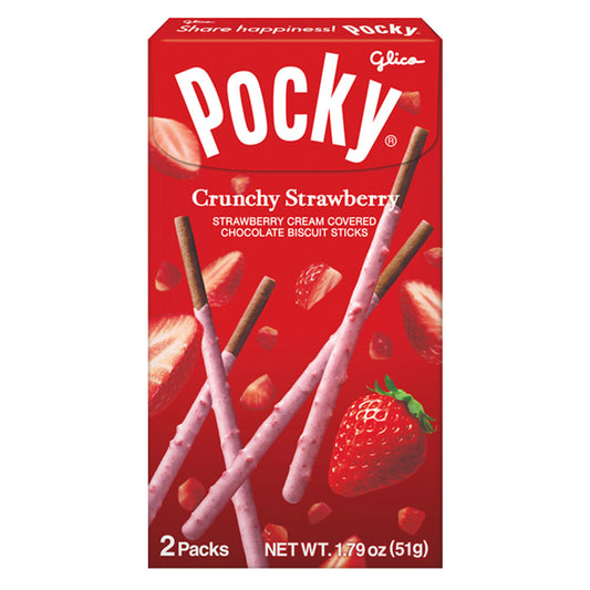 Wholesale Pocky Crunchy Strawberry Chocolate Cookie Sticks 1.79 Oz Box- Bulk