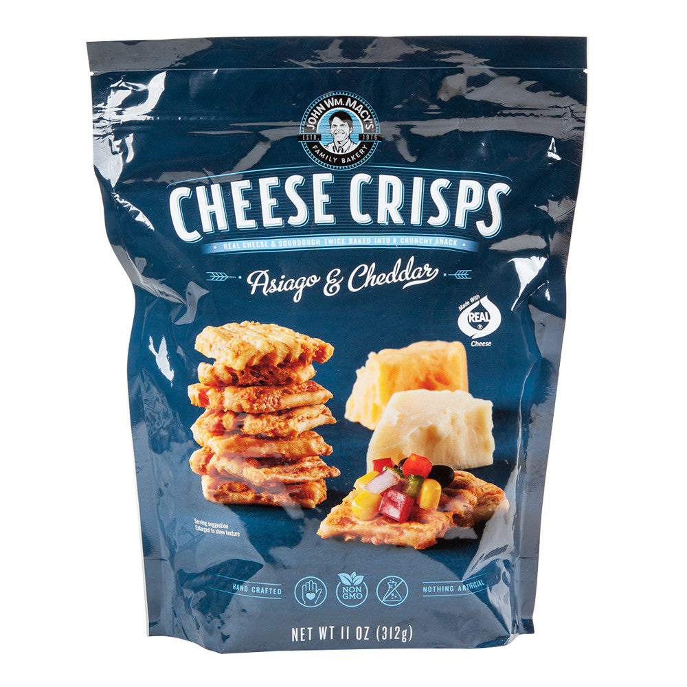 Wholesale John Wm. Macy'S Cheese Crisps Asiago & Cheddar 11 Oz Party Bag-12ct Case Bulk