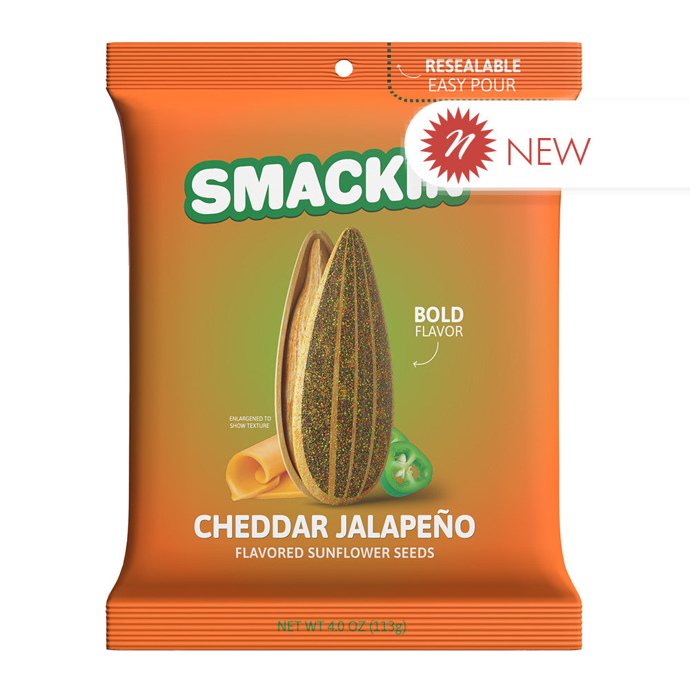 Wholesale Smackin' Cheddar Jalapeno Sunflower Seeds 4 Oz Bag- Bulk