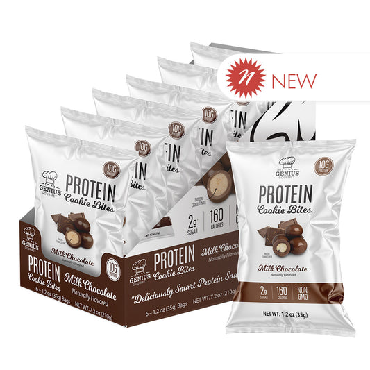 Wholesale Genius Gourmet Milk Chocolate Protein Cookie Bites 1.2 Oz Bag- Bulk