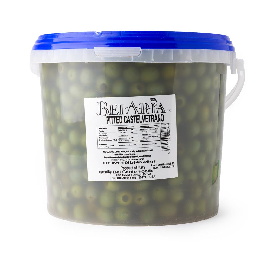 BelAria Pitted Castelvetrano Olives 10 lb Tub