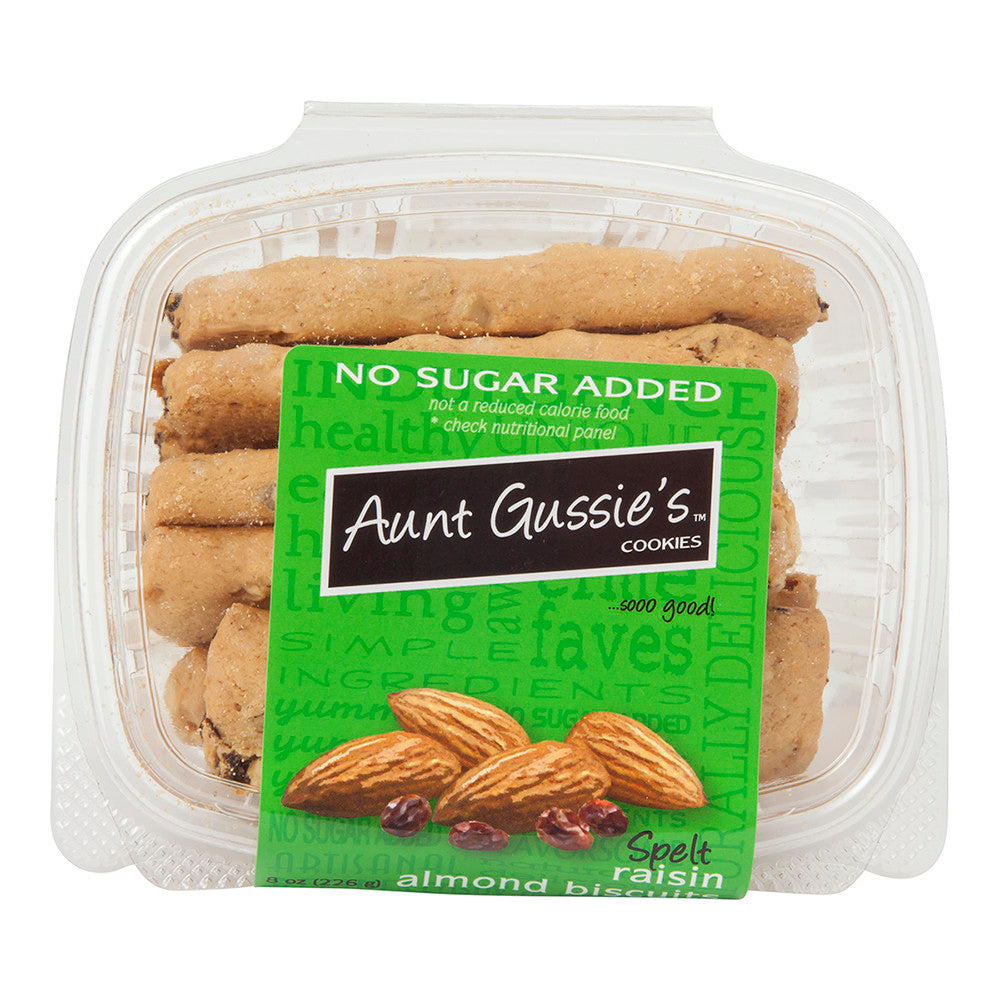 Aunt Gussie'S No Sugar Added Spelt Raisin Almond Biscuits 8 Oz Tub