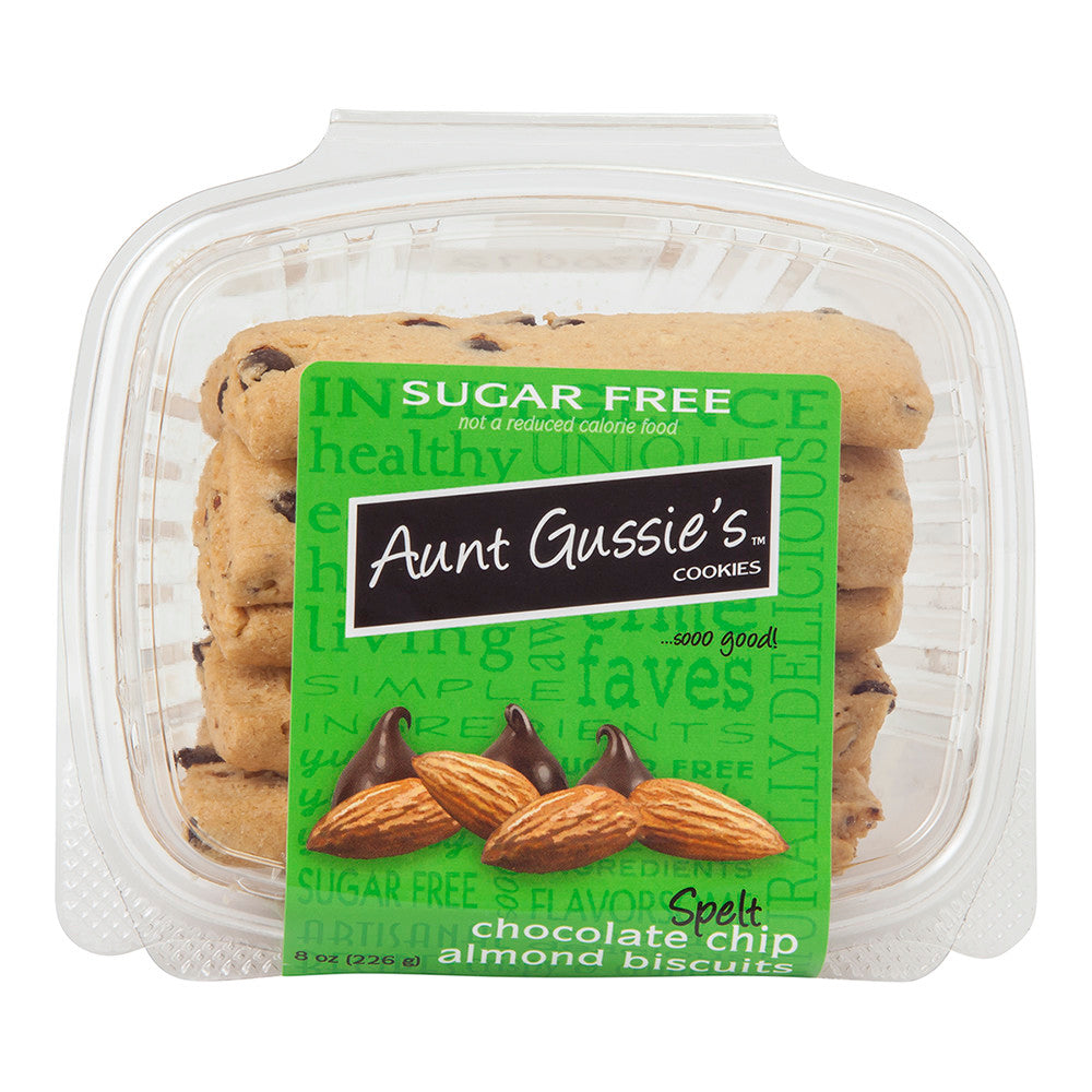 Wholesale Aunt Gussie'S Sugar Free Spelt Chocolate Chip Almond Biscuits 8 Oz Tub- Bulk