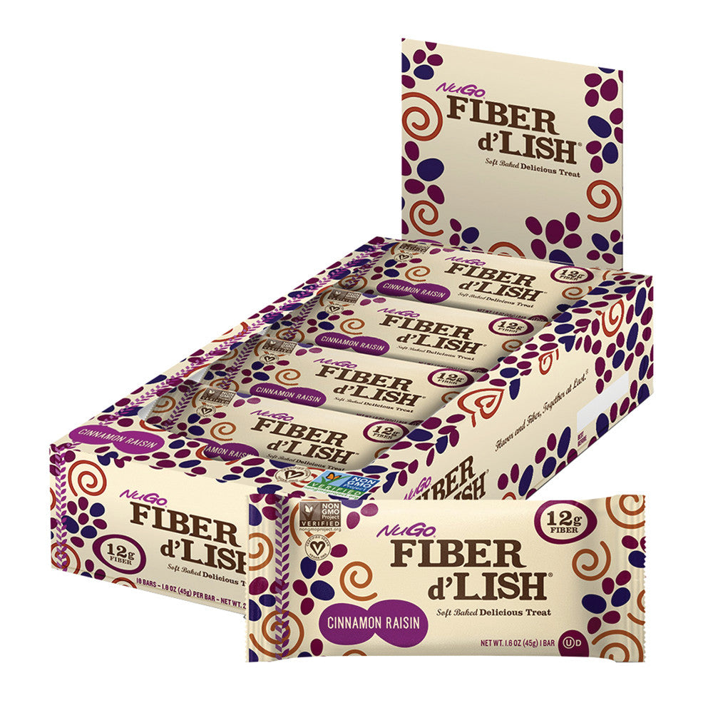 Wholesale Nugo Fiber D'Lish Cinnamon Raisin Bar 1.6 Oz- Bulk