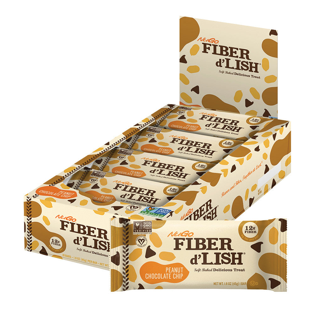 Wholesale Nugo Fiber D'Lish Peanut Chocolate Chip Bar 1.6 Oz- Bulk