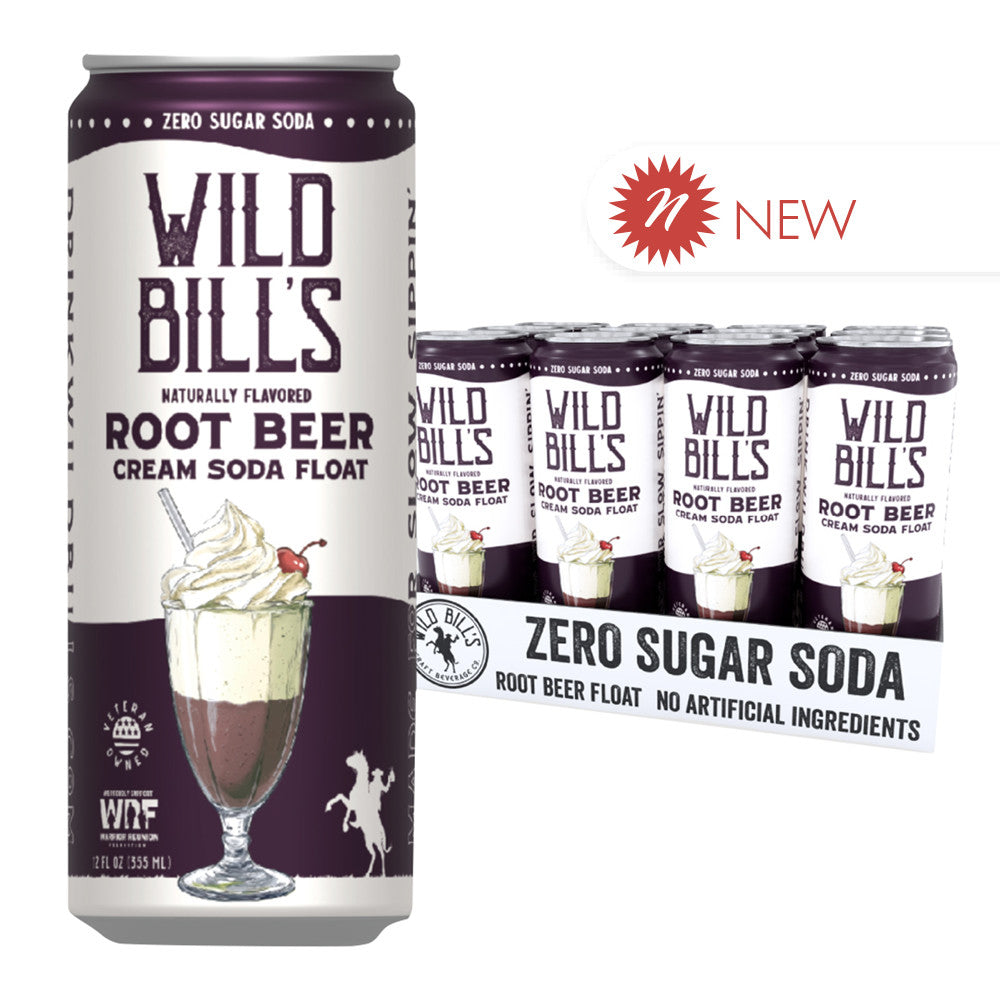 Wholesale Wild Bill'S Zero Sugar Root Beer Cream Soda Float 12 Oz Can- Bulk