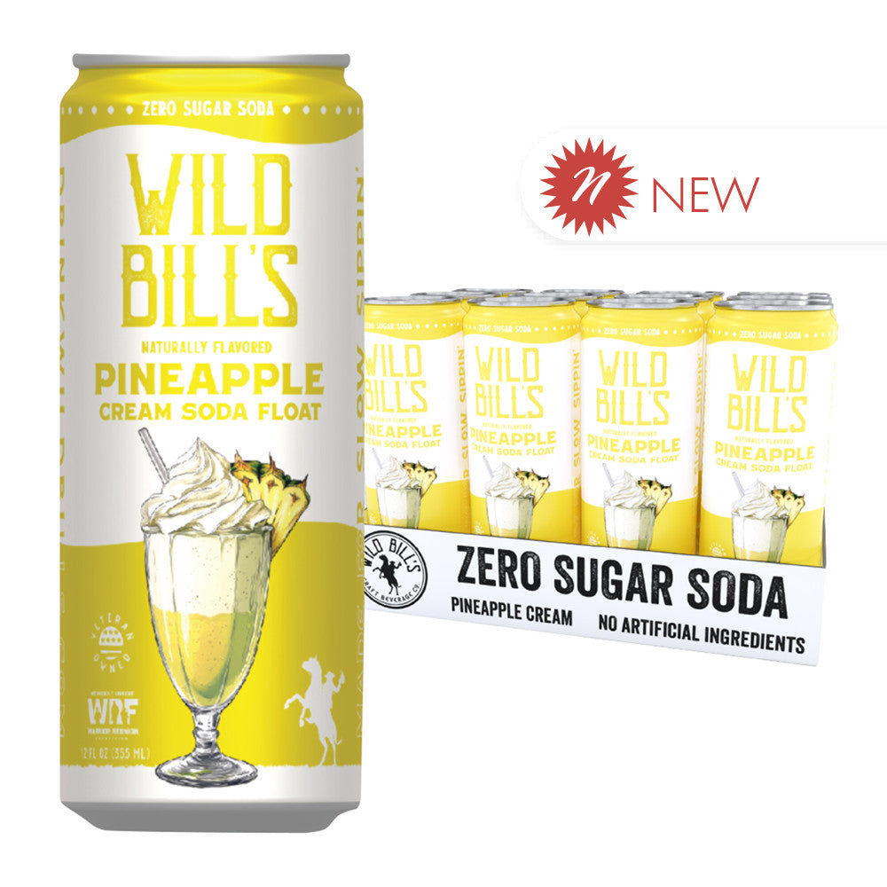 Wholesale Wild Bill'S Zero Sugar Pineapple Cream Soda Float 12 Oz Can- Bulk