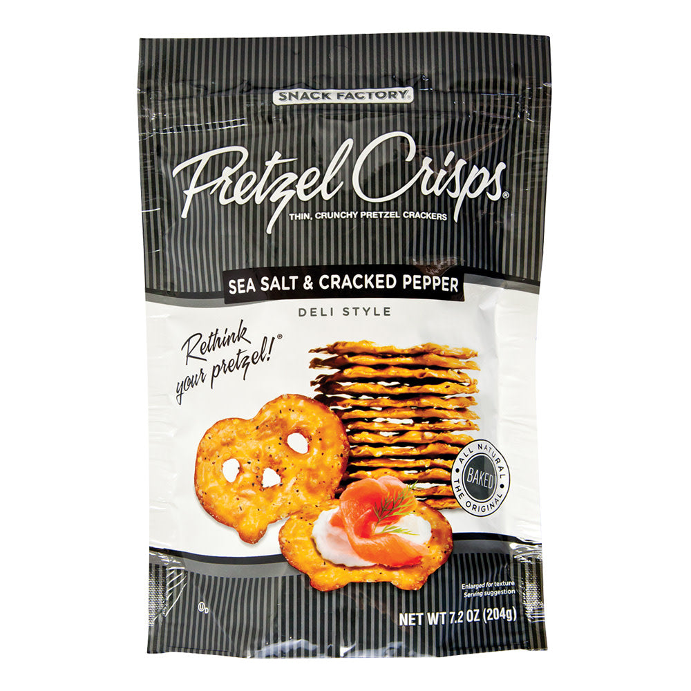 Wholesale Pretzel Crisps Sea Salt And Cracked Pepper 7.2 Oz Bag- Bulk