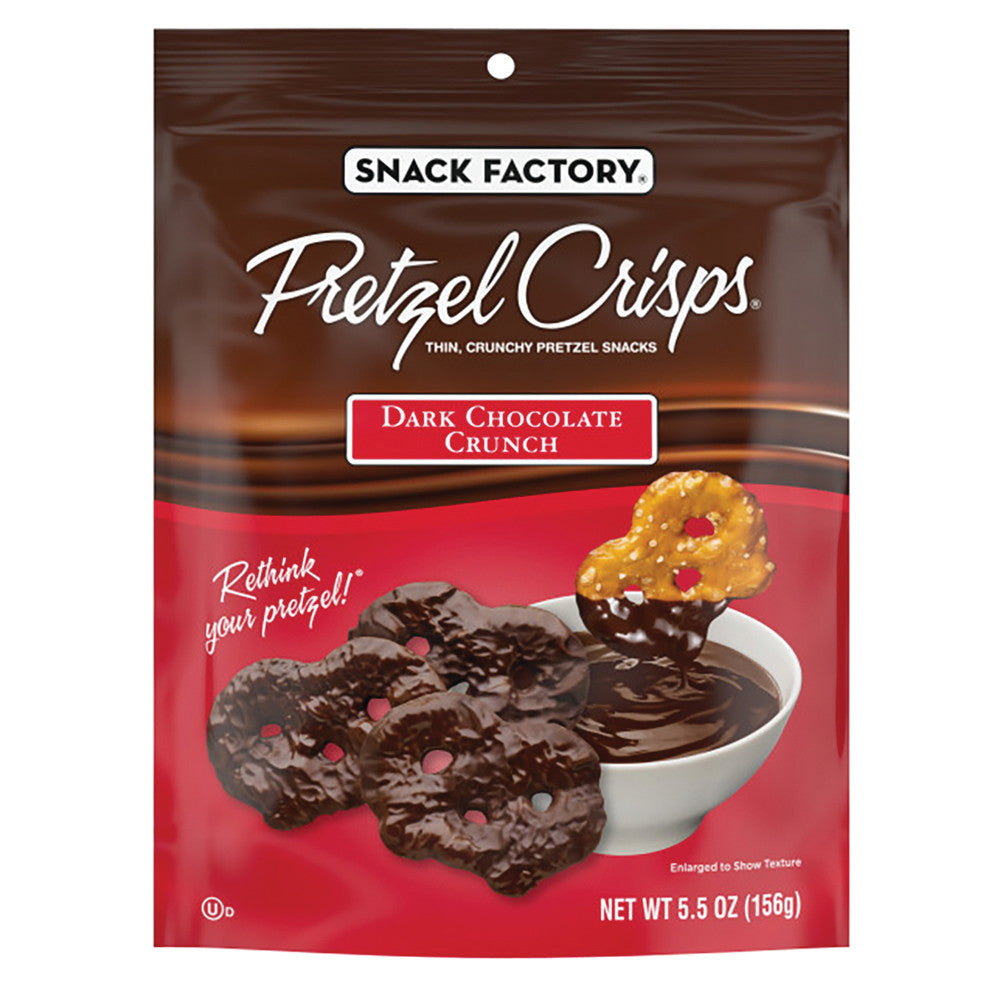 Wholesale Pretzel Crisps Dark Chocolate Crunch 5.5 Oz Pouch-12ct Case Bulk