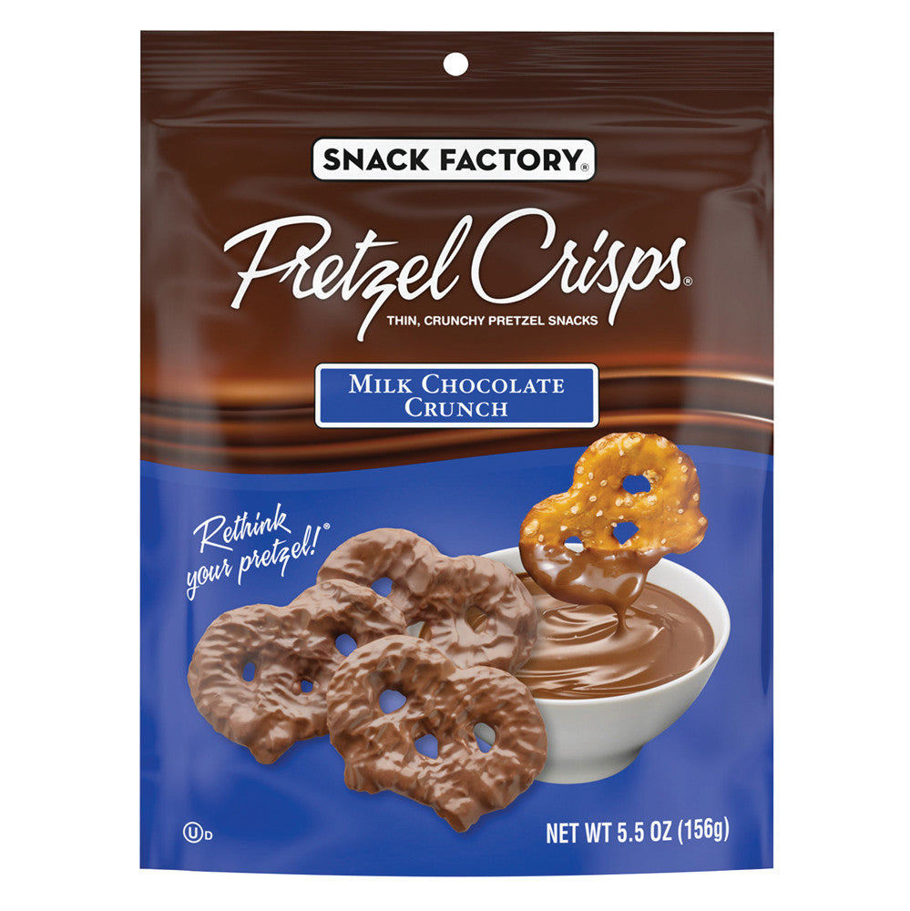 Wholesale Pretzel Crisps Milk Chocolate Crunch 5.5 Oz Pouch-12ct Case Bulk