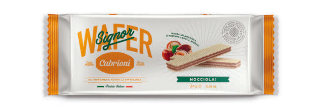 Wholesale Cabrioni Wafers – Hazelnut 150 GM-26ct Case Bulk