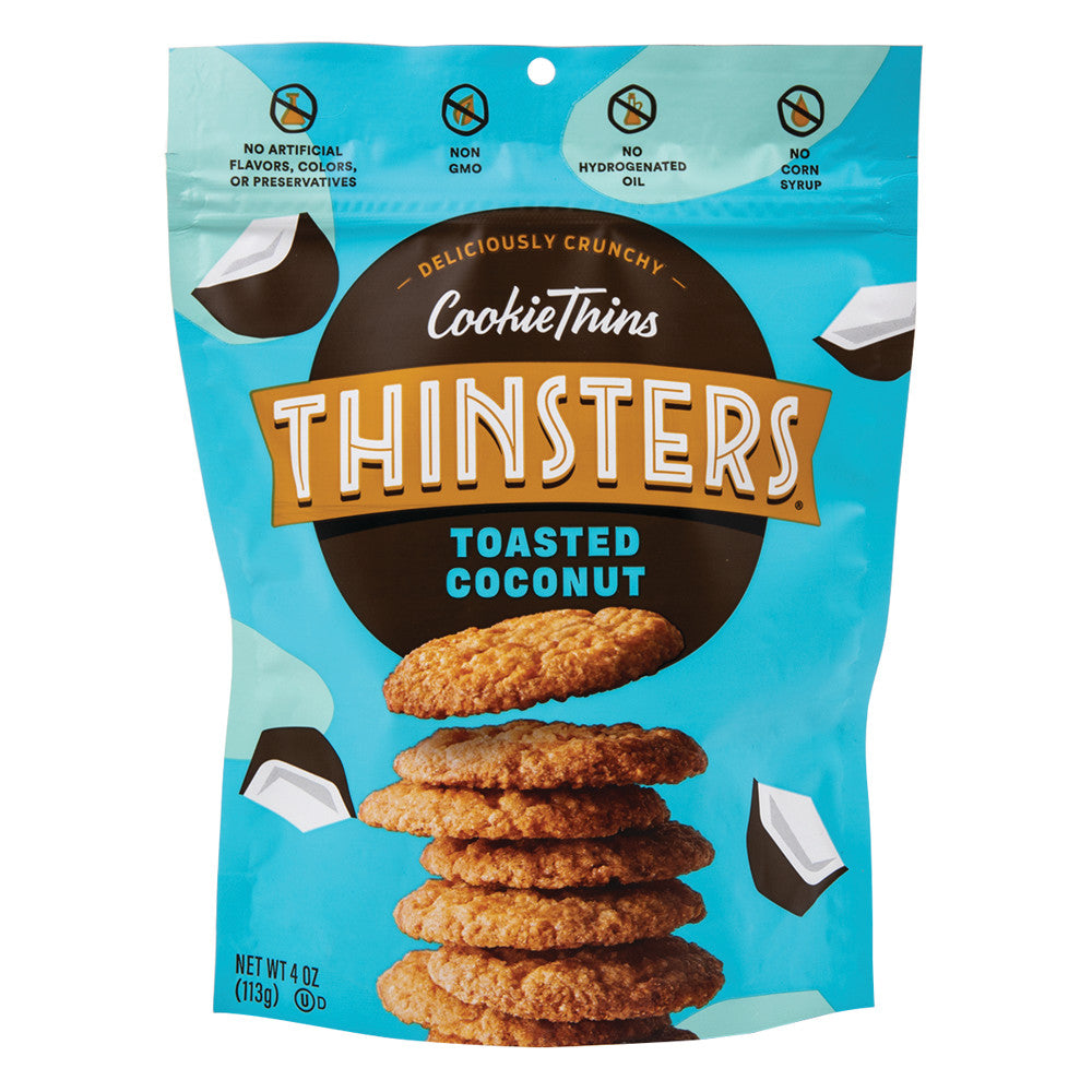 Wholesale Thinsters Toasted Coconut Cookie Thins 4 Oz Pouch-12ct Case Bulk