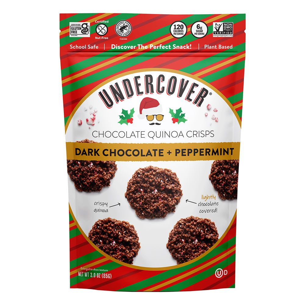 Wholesale Undercover Dark Chocolate Peppermint Quinoa Crisps 3 Oz Pouch-12ct Case Bulk