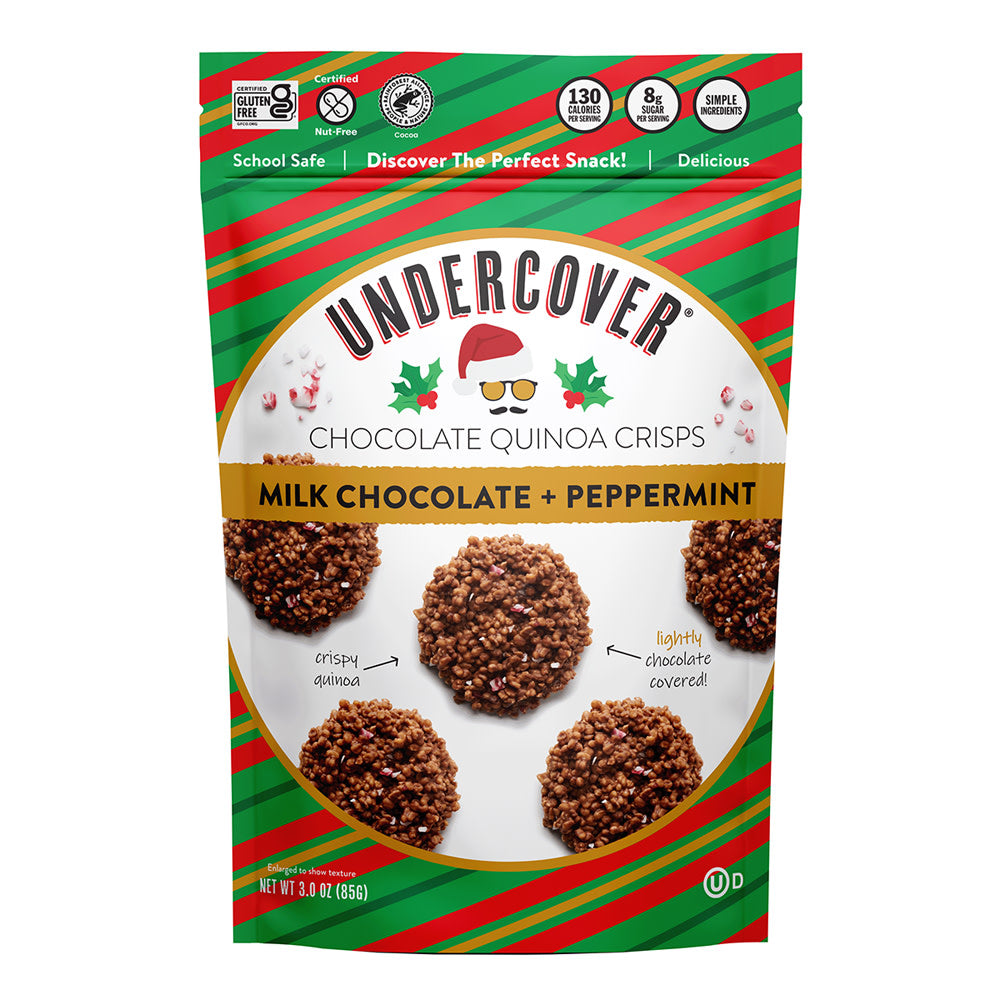 Wholesale Undercover Milk Chocolate Peppermint Quinoa Crisps 3 Oz Pouch-12ct Case Bulk