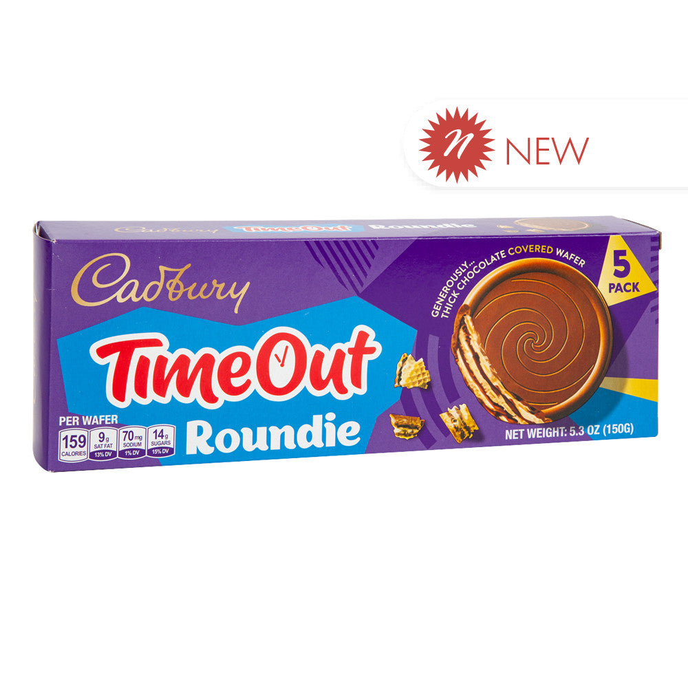 Wholesale Cadbury Timeout Roundie Wafers 5 Count 5.3 Oz Box-14ct Case Bulk