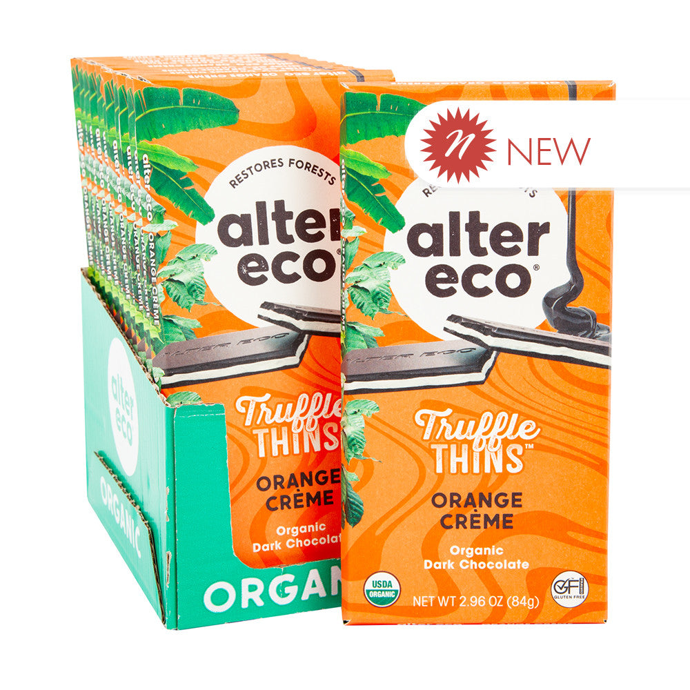 Wholesale Alter Eco Orange Crème Truffle Thins Bar 2.96 Oz- Bulk