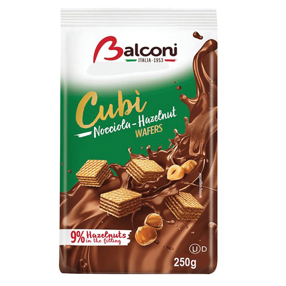 Wholesale Balconi Cubi Hazelnut Wafer 8.8 Oz Bag-10ct Case Bulk