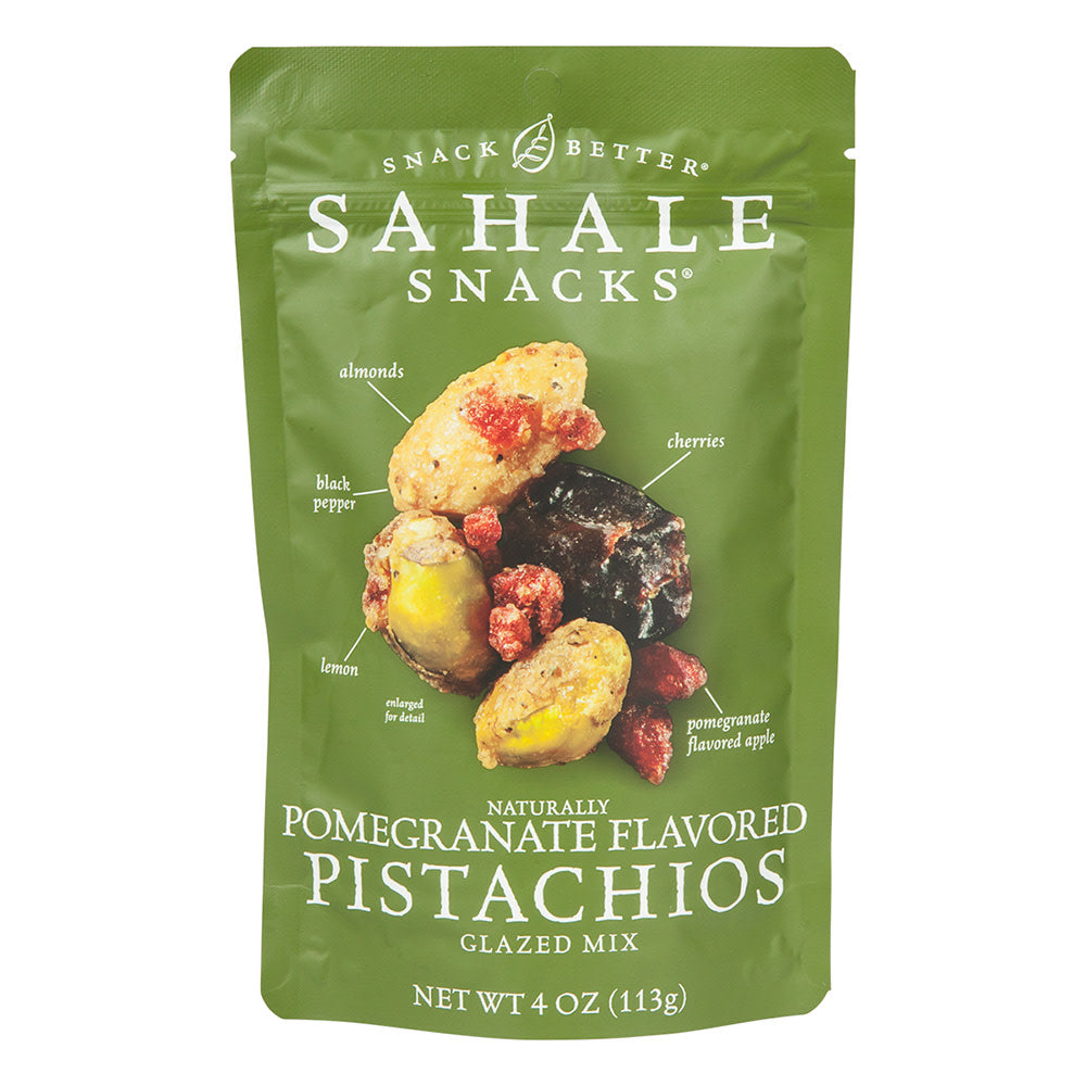 Wholesale Sahale Glazed Pomegranate Flavored Pistachios 4 Oz Pouch-6ct Case Bulk