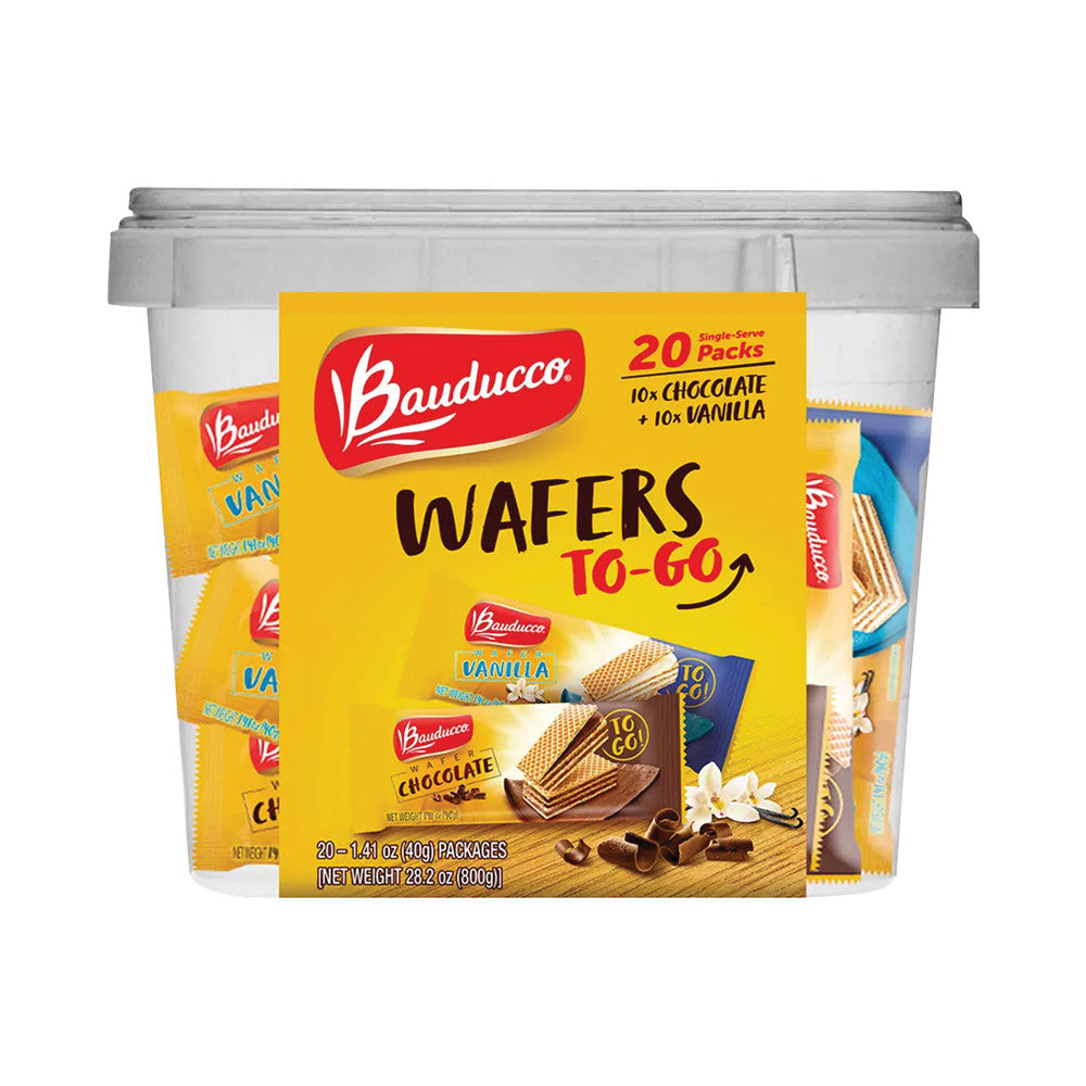 Bauducco Wafers To Go Tub Chocolate & Vanilla 20 Count 28.2 Oz Tub