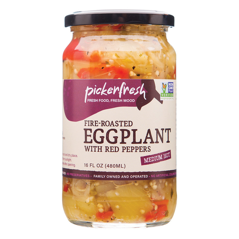 Wholesale Pickerfresh Fire Roasted Eggplant With Red Pepper 16 Oz Jar-6ct Case Bulk