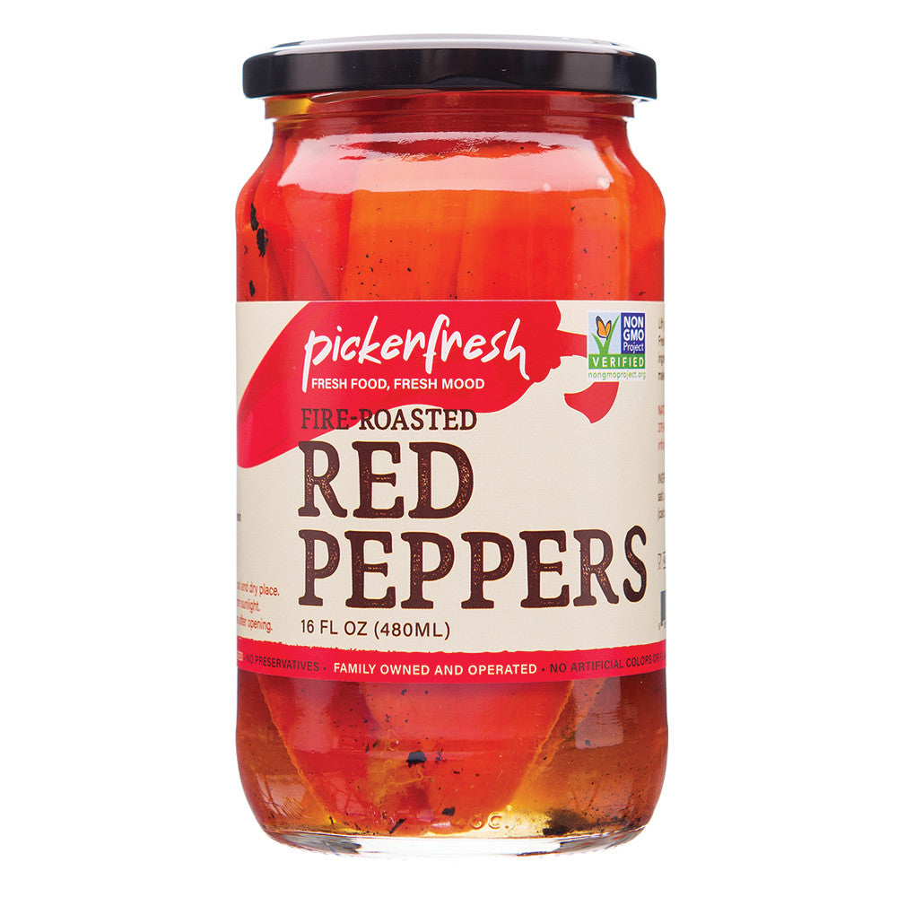 Wholesale Pickerfresh Fire Roasted Red Peppers 16 Oz Jar- Bulk