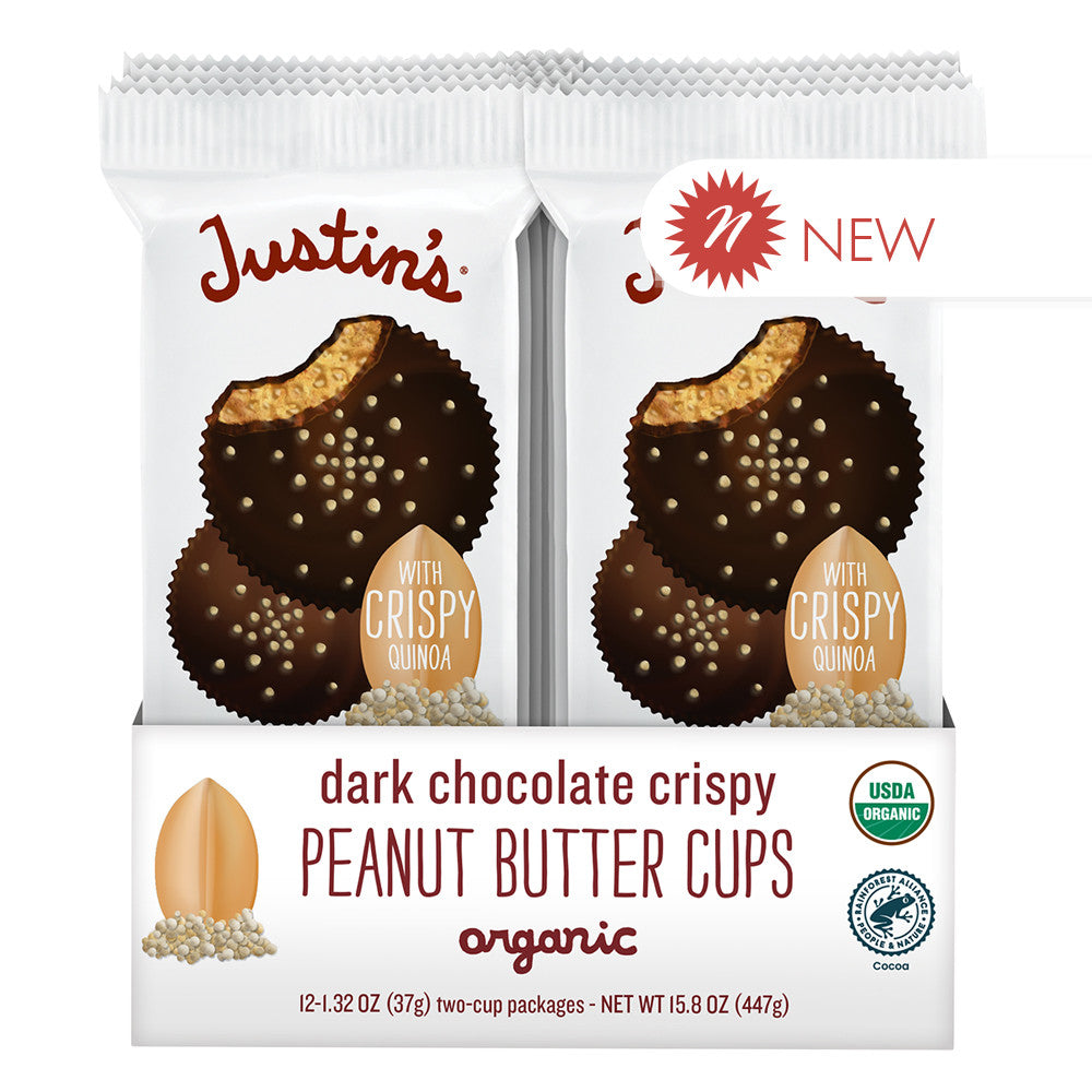 Wholesale Justin'S Dark Chocolate Crispy Peanut Butter Cups 2 Pack 1.32 Oz- Bulk