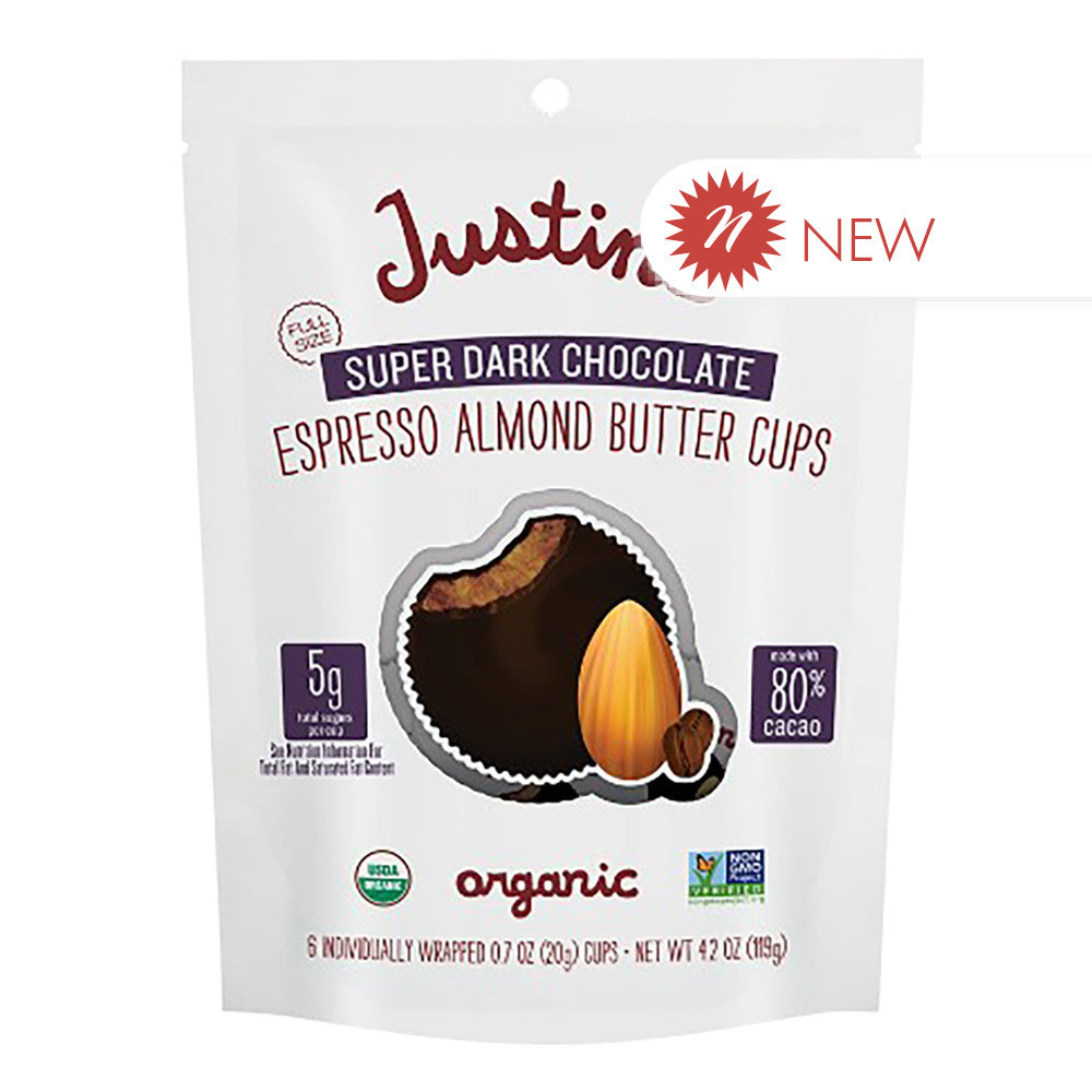 Wholesale Justin'S Super Dark Chocolate Espresso Almond Butter Cups 4.2 Oz Pouch- Bulk