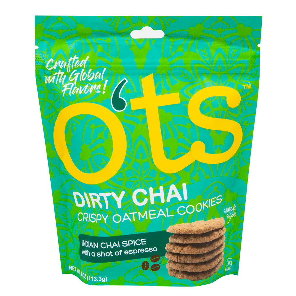 Wholesale O'Ts Dirty Chai Crispy Oatmeal Cookies 4 Oz Bag-6ct Case Bulk